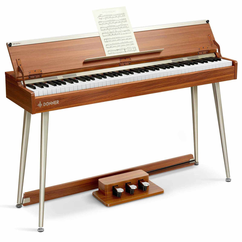 Donner DDP-80 PLUS Piano vertical digital de madera contrapesado de 88 teclas con tapa y 3 pedales DONNER Pianos y teclados
