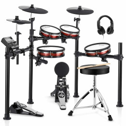 DONNER DED-200 Max Set de batería electrónica de 5 tambores, 3 platillos, trono y auriculares DONNER Baterías electrónicas
