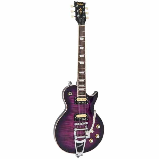 Vintage V100PLB ReIssued con Bigsby ~ Flamed Purpleburst Vintage LP