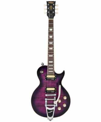 Vintage V100PLB ReIssued con Bigsby ~ Flamed Purpleburst Vintage LP