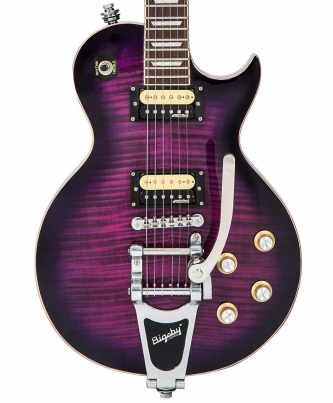 Vintage V100PLB ReIssued con Bigsby ~ Flamed Purpleburst Vintage LP