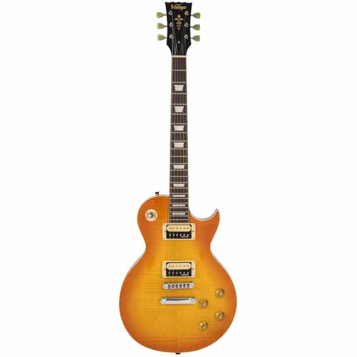 Vintage V100T ReIssued ~ Flamed Thru Honeyburst Vintage LP