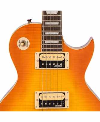 Vintage V100T ReIssued ~ Flamed Thru Honeyburst Vintage LP