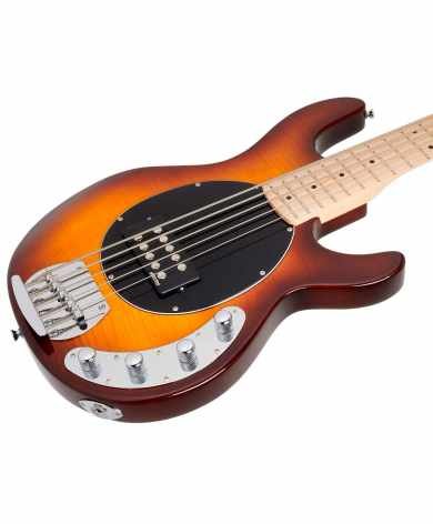 Vintage V96 ReIssued 5-cuerdas activo ~ Flamed tobacco sunburst Vintage De 5 cuerdas