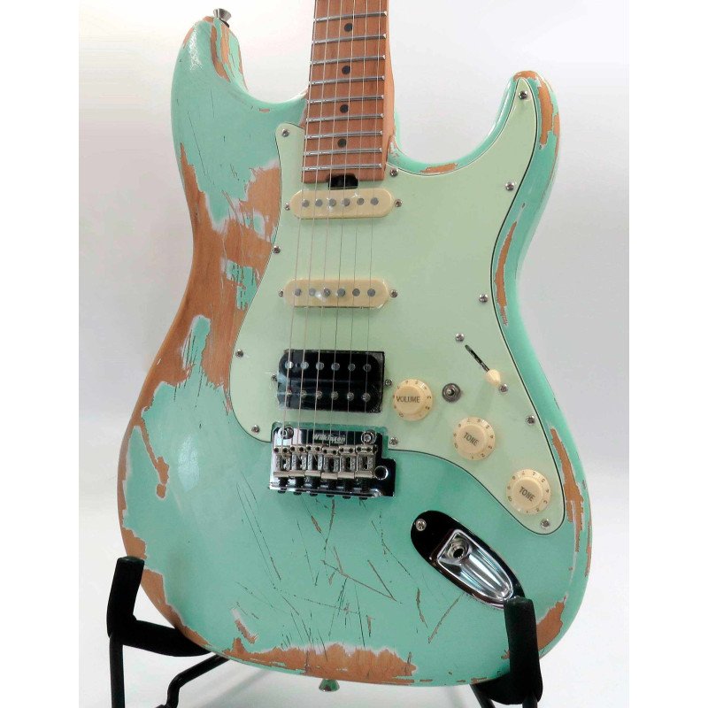 Sqoe SEST960 ~ surfgreen ~ relic ~ 22 trastes Sqoe Strat