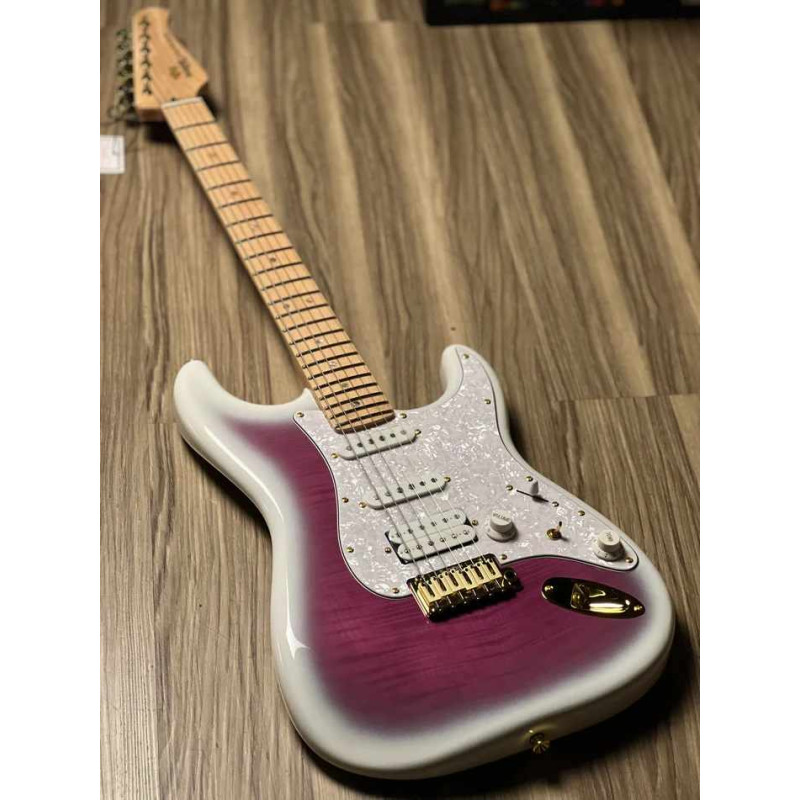 SQOE STRATOCASTER SEST900 alnico 5 HSS Flame maple VT Sqoe Strat